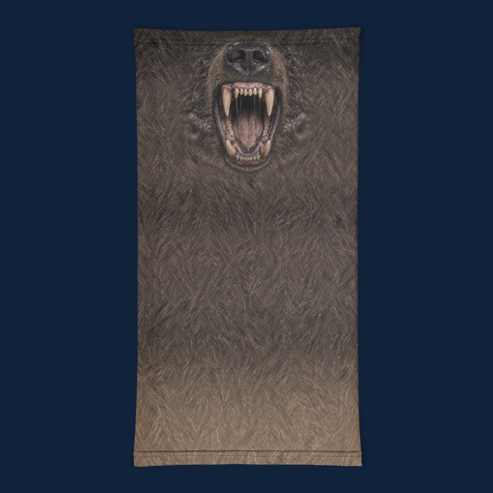 Snow Jaws Grizzly neck gaiter, flat print