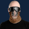 Snow Jaws Horse neck gaiter, worn with goggles