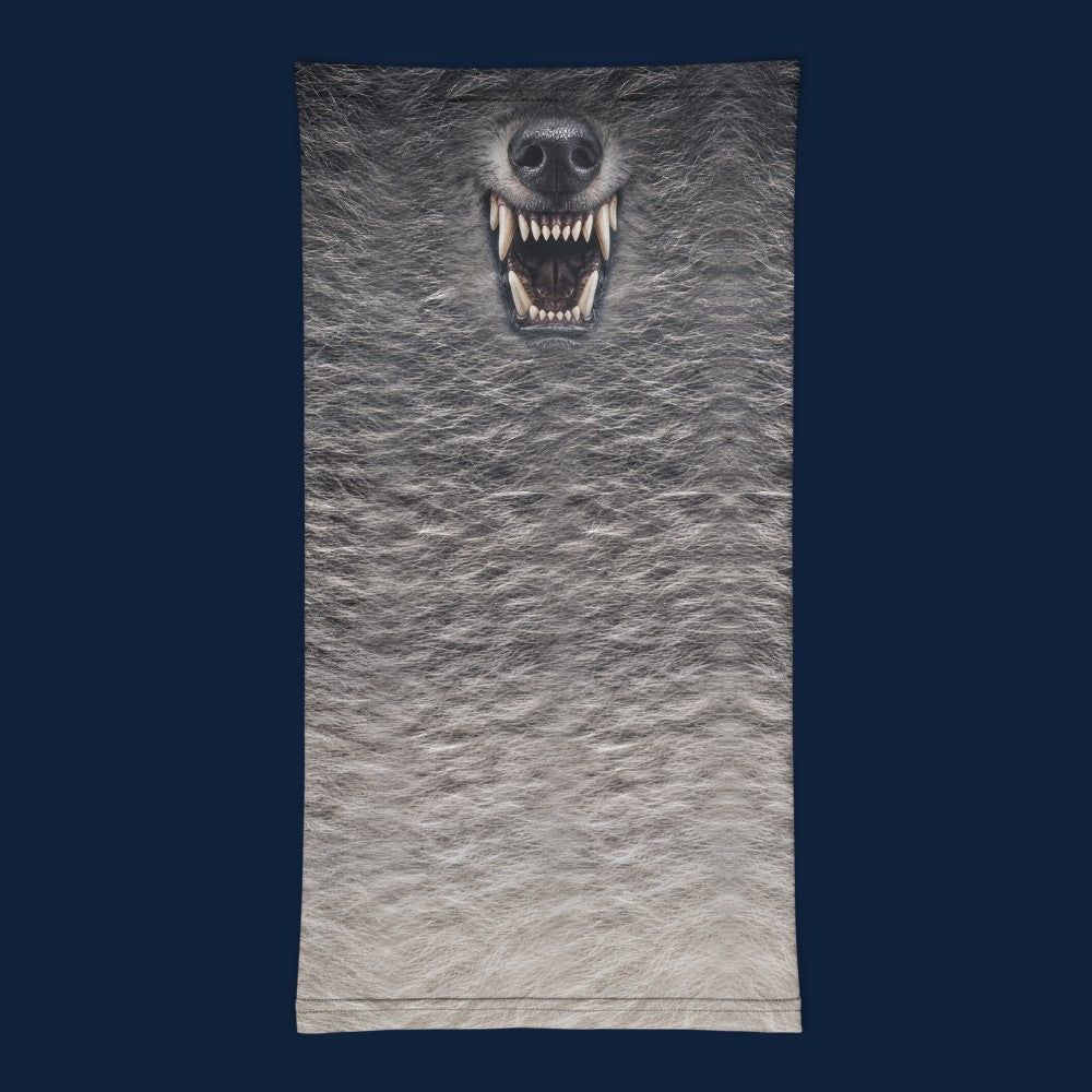 Snow Jaws Wolf neck gaiter, flat print